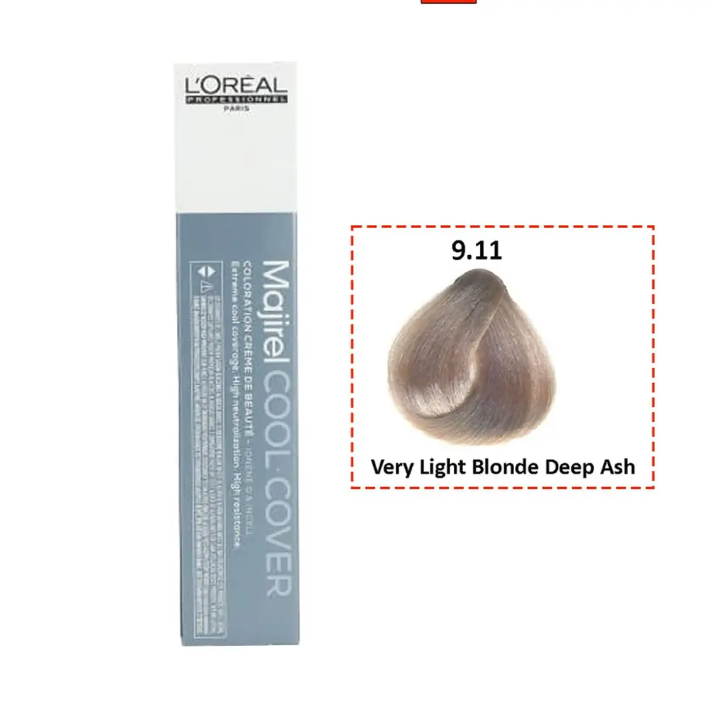 L’Oréal Professionnel Majirel Cool Cover 9.11 Very Light Blond Deep Ash 60ml – Long-Lasting Salon Hair Color Pakistan